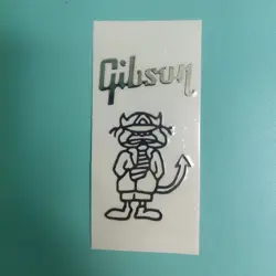 2P GIBSON ELECTRIC GUITAR SIGNATURE HEADSTOCK SELF-ADHESIVE METAL STICKER SILVER