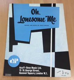 VINTAGE SHEET MUSIC - OH LONESOME ME BY DON GIBSON