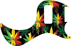 WD CUSTOM PICKGUARD FOR GIBSON 5 STRING EB5 BASS #GC01 RASTA CANNABIS DRIP GR...