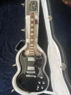 GIBSON SG STANDARD ELECTRIC GUITAR - EBONY.  HARD CASE INCLUDED