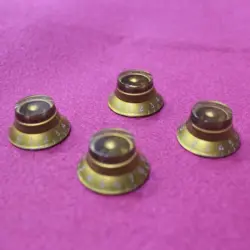 GOLD BELL BONNET KNOBS FOR GIBSON USA CTS POTS (4) MADE IN JAPAN