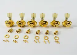 KLUSON REVOLUTION LOCKING TUNERS 3X3 PEARLOID KEYSTONE BUTTON - GOLD KRGL-3-GP