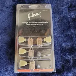 VINTAGE GIBSON PMMH-010 GUITAR NICKLE MACHINE HEADS W/ PEARLOID BUTTONS 4-PCS
