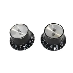 2 KNOBS VOLUME STYLE GIBSON SG PLEXI BLACK SILVER REFLECTOR METRIC WITHOUT GRA