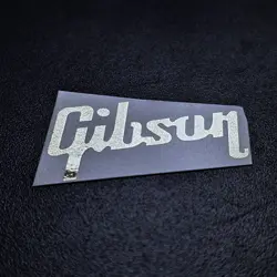 GIBSON HEADSTOCK WATERSLIDE DECAL FOR GUITARS SOLID SILVER NEW REPRODUCTION