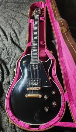 ELECTRIC GUITAR GIBSON LES PAUL CUSTOM VOS EBONY MATTE BLACK 2019 & HARD CASE