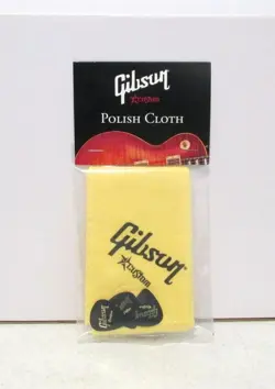GIBSON CASE CANDY CUSTOM SHOP POLISH CLOTH WITH 3 CUSTOM SHOP GUITAR PICKS NIP