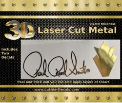 GIBSON GUITAR PAUL REED SMITH 3D METAL RESTORATION DECAL HEADSTOCK LOGO M28