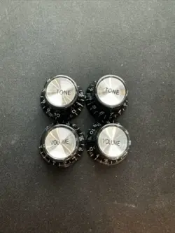 GUITAR 2 TONE 2 VOLUME CONTROL KNOBS SILVER TOP HAT BELL FOR GIBSON LES PAUL/SG