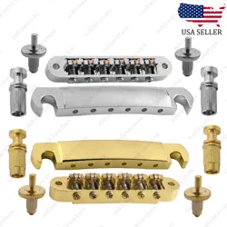 A SET BRASS ROLLER SADDLE TUNE-O-MATIC BRIDGE & TAILPIECE FOR GIBSON LES PAUL SG