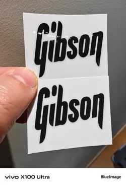 2PCS CLASSIC GIBSON USA GUITAR HEADSTOCK VINYL UV TRANSFER RAISED DECALS STICKER
