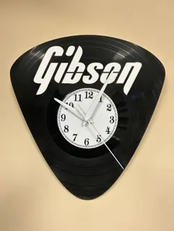 VINYL RECORD ALBUM WALL CLOCK - GIBSON GUITAR PICK