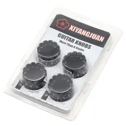 4PCS GUITAR KNURLED SPEED SPLINES CONTROL KNOBS FOR GIBSON LES PAUL POTS BLACK