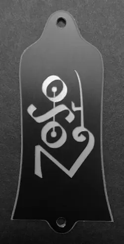 GUITAR TRUSS ROD COVER - ENGRAVED GIBSON USA - JIMMY PAGE ZOSO BLACK SILVER