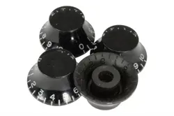 BELL SHAPED KNOBS BLACK W/ EMBOSSED NUMBERS FOR GIBSON LES PAUL 4PK