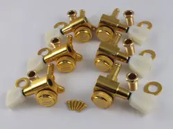 GOLD LOCKING MACHINE HEADS 3 A SIDE WHITE TULIP BUTTONS FOR GIBSON LP SG GUITAR