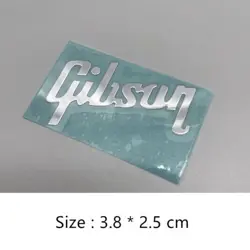 2PCS CUSTOM GIBSON ELECTRIC GUITAR HEADSTOCK SELF-ADHESIVE METAL STICKERS SILVER