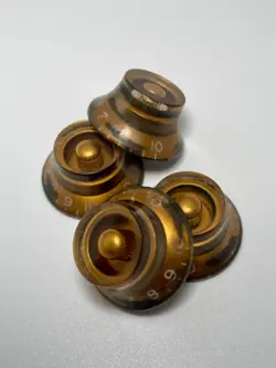 4 AGED RELIC GIBSON TOP HAT BELL KNOBS PAINTED NUMBERS GOLD US SIZE 59 PARTS