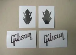 4 CHROME GIBSON CROWN GUITAR HEADSTOCK DECAL VINYL LOGO STICKER