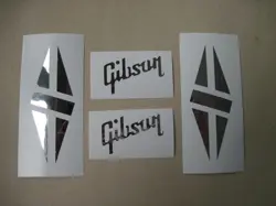 4 CHROME GIBSON DIAMOND SPLIT GUITAR HEADSTOCK DECAL VINYL LOGO STICKER