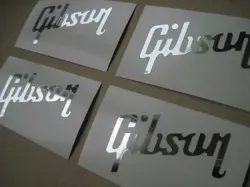 4 CHROME GIBSON GUITAR HEADSTOCK DECAL VINYL LOGO STICKER