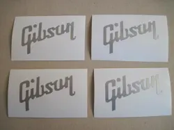 4 SILVER GIBSON GUITAR HEADSTOCK DECAL VINYL LOGO SI STICKER