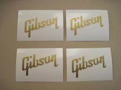 4 GOLD GIBSON GUITAR HEADSTOCK DECAL VINYL LOGOS STICKER