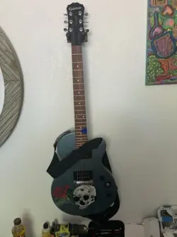 GIBSON LES PAUL SPECIAL ELECTRIC GUITAR - BLUE WITH A SKELTON AND ROSE