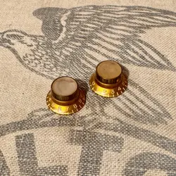 VINTAGE GIBSON GUITAR GOLD REFLECTOR KNOBS MATCHED PAIR OF 2 CIRCA 1960'S 1970'S
