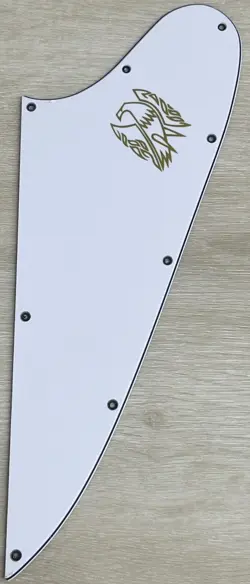 FOR GIBSON FIREBIRD BLANK STYLE GUITAR PICKGUARD GOLD LOGO,3 PLY WHITE