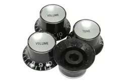 BELL HAT KNOBS BLACK SILVER REFLECTOR FOR GIBSON USA 4PK
