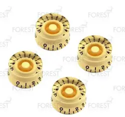 GIBSON EPIPHONE ® SPEED STYLE GUITAR KNOB 4 SET IVORY / BLACK LETTERS, METRIC