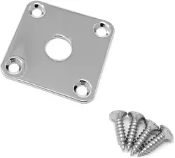 CHROME METAL FLAT SQUARE JACK PLATE COMPATIBLE WITH GIBSON LES PAUL GUITAR WITH 