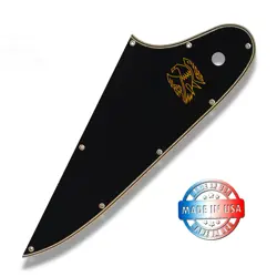 BLACK/CREAM 5 PLY WIDE BEVEL PICKGUARD FOR 2007-2019 GIBSON FIREBIRD +GOLD DECAL