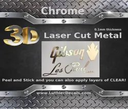 GIBSON LES PAUL MODEL GUITAR DECAL 3D METAL HEADSTOCK RESTORATION LOGO M33