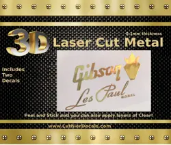 GIBSON LES PAUL MODEL GUITAR DECAL 3D METAL HEADSTOCK RESTORATION LOGO M4B