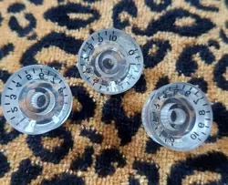 SPEED KNOBS (3) ULTRA CLEAR GIBSON EPIPHONE STYLE 6MM SHAFT