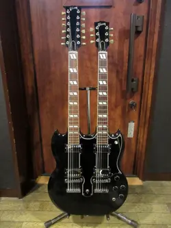 GIBSON 1995 EDS-1275 REFINISHED BLACK ELECTRIC GUITAR