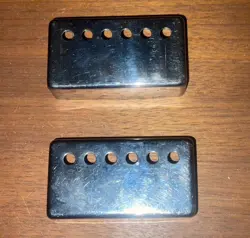 PAIR OF VINTAGE 1970'S GIBSON PICKUP COVERS CHROME NICKLE ORIGINAL PAIR
