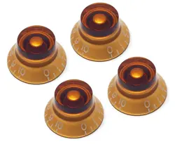VINTAGE FORGE AMBER TOP HAT BELL KNOBS SET OF 4 FITS GIBSON LES PAUL USA