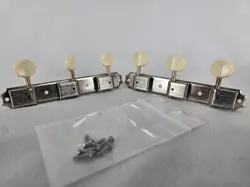 VINTAGE 1960S KLUSON DELUXE DOUBLE-LINE 3-ON-A-PLATE GUITAR TUNERS 3L+3R GIBSON
