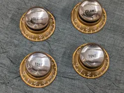 VINTAGE 1960'S GIBSON GOLD REFLECTOR TOP HAT KNOBS FITS ES 335 LES PAUL 61 62 63