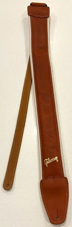 GIBSON LEATHER GUITAR STRAP PADDED MONTANA COMFORT STRAP BIRD INLAY ASAC-TAN