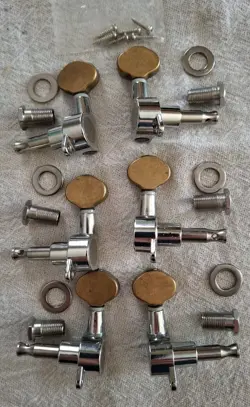 VINTAGE STYLE NICKEL TUNERS FOR GIBSON STYLE 3×3 HEADSTOCK SET OF SIX