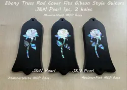 MOP+ABALONE ROSE INLAID EBONY & ROSEWOOD TRUSS ROD COVER FITS GIBSON GUTIARS