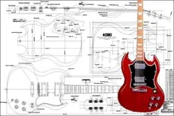 GIBSON SG FULL SCALE ELECTRIC GUITAR PLAN