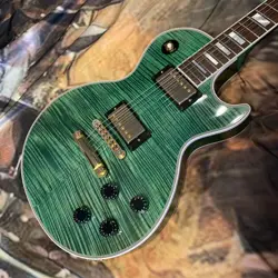 2015 GIBSON CUSTOM SHOP LES PAUL SUPER CUSTOM REISSUE FLAMED FIGURED TRANS GREEN
