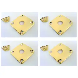 4XGOLD CURVED GUITAR SOCKET COVER METAL JACK PLATE SCREWS FOR GIBSON LES PAUL