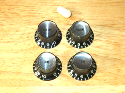 GIBSON 1966 BLACK CHROME REFLECTOR TOP HAT GUITAR CONTROL KNOBS