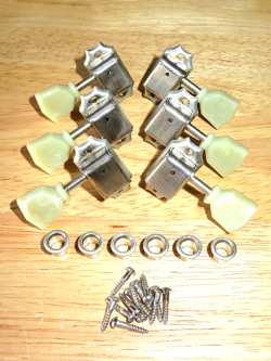 GOTOH NICKEL DELUXE VINTAGE REISSUE TUNERS W/ GREEN KEYS